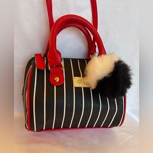 Luv Betsey Striped Black Mini Crossbody NWOT